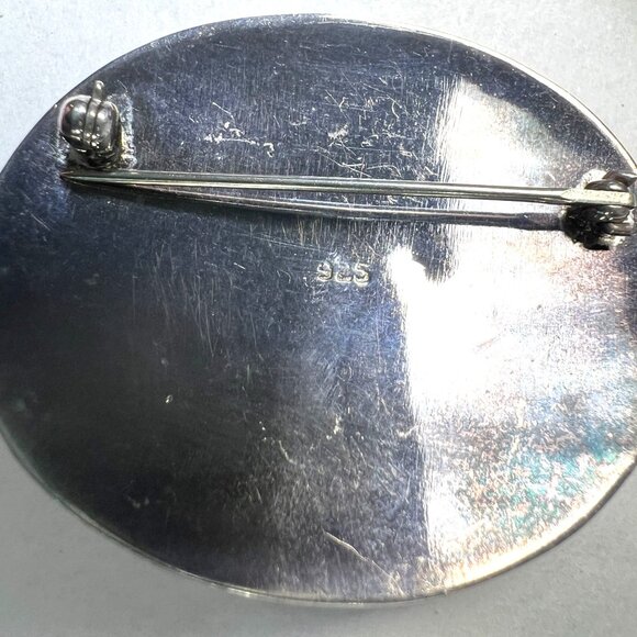 Vtg 80s Artisan Southwest 925 Sterling Silver & Black Onyx Brooch 2"X1.75" - Picture 2 of 5